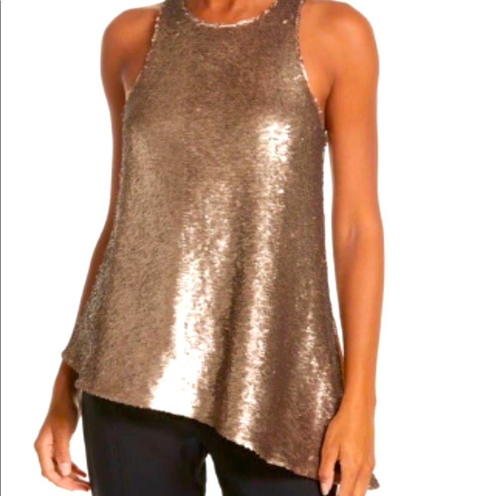 NWT Cinq a Sept Dylan Sequin Gold Top